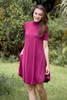 knit mini dress red wine mock turtle neck short sleeves (S-XL)