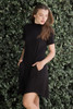 knit mini dress black mock turtle neck short sleeves (S-XL)
