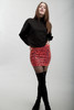 animal print mini skirt faux snake skin leather red (S M L)