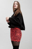 animal print mini skirt faux snake skin leather red (S M L)
