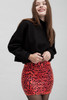 animal print mini skirt faux snake skin leather red (S M L)