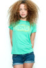 Used Junk Food T Shirt Tee 50/50 Slip of the Lip GREEN L (17" width)