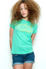 Used Junk Food T Shirt Tee 50/50 Slip of the Lip GREEN L (17" width)
