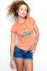 Used Junk Food T shirt Tee 50/50 Flint Stone Baby Got Back Orange Ringer S (17" width)