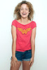 Used Junk Food T shirt 50/50 Tee Wonder Woman RED XL (18" width)
