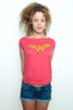 Used Junk Food T shirt 50/50 Tee Wonder Woman RED XL (18" width)