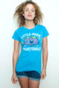 Junk Food T shirt 50/50 Tee Little Miss Chatterbox Blue M (16" width)