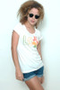 Junk Food T shirt 50/50 Peace Love Paint Splatter on White XL (17" width)