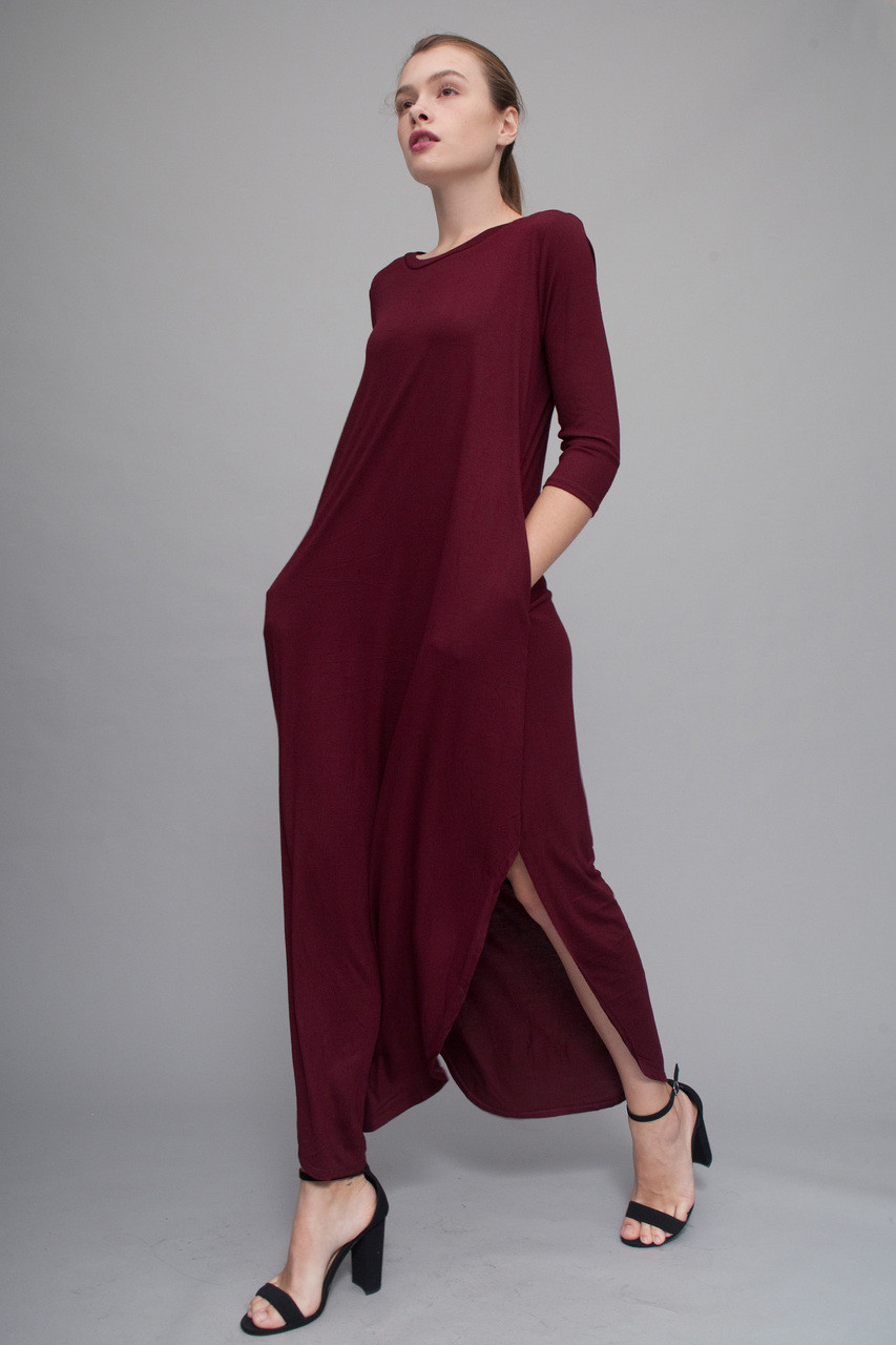 burgundy knit dress