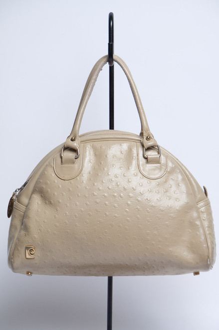 vintage Pierre Cardin purse handbag faux ostrich skin taupe 