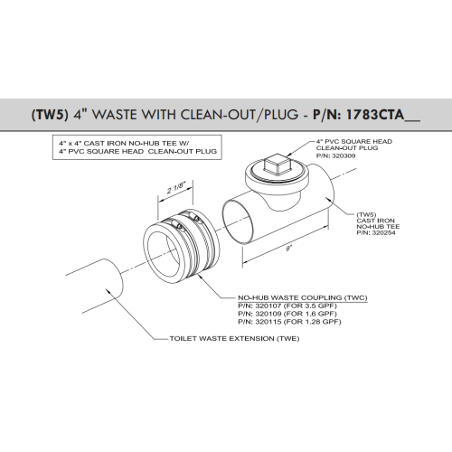 Willoughby 1783CTAB 4" Cast Iron CleanOut With Brass Plug Quality