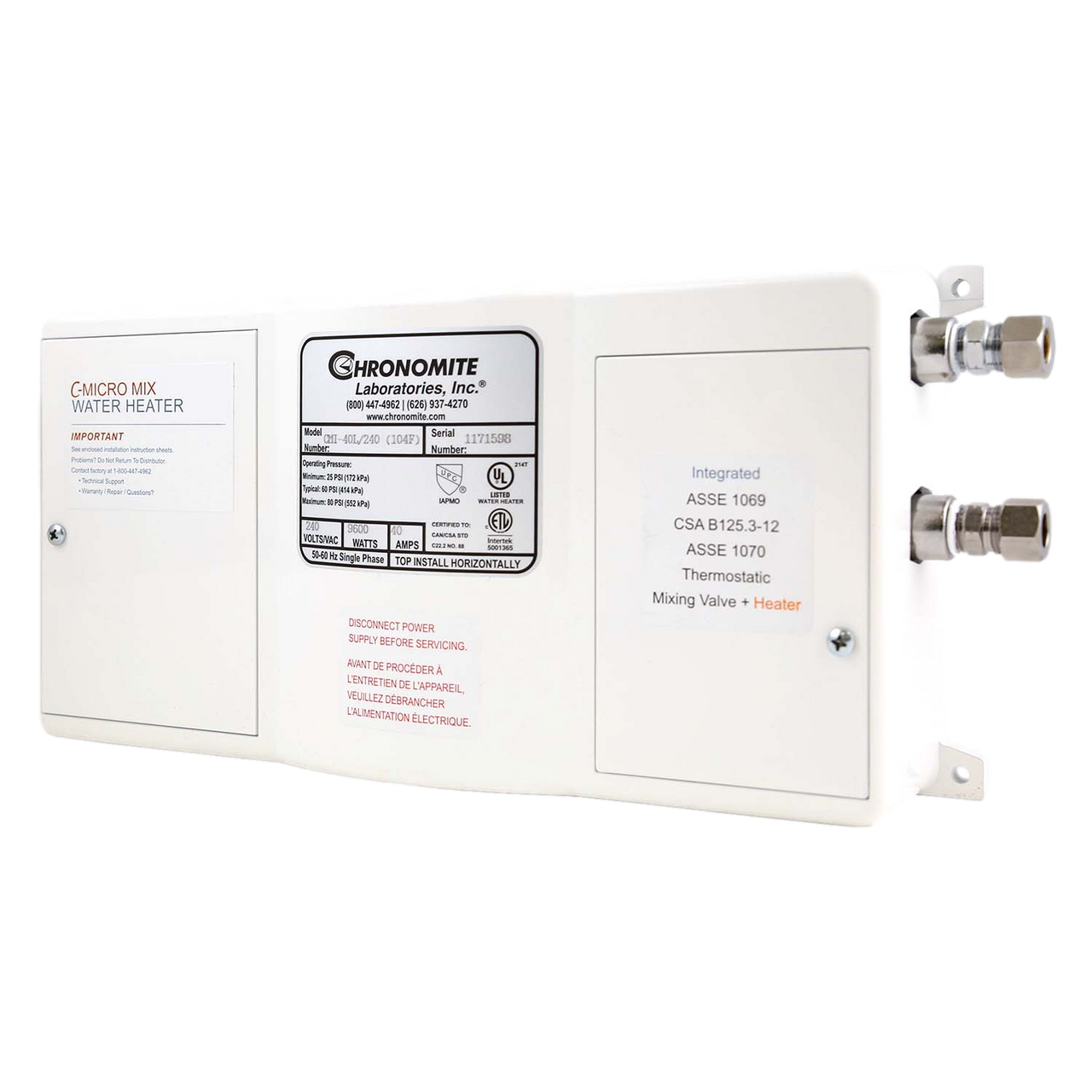Chronomite CMI-40L/277-2095-1 Thermostatic Tankless Heater