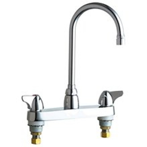 Chicago Faucets 1100-GN2AE3XKABCP Deck-Mounted Manual Sink Faucet 8" Center