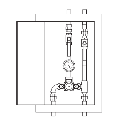 Symmons 7-400BW TempControl Thermostatic Mixing Valve & Piping Assembly W/Cabinet and Cold Water By-Pass