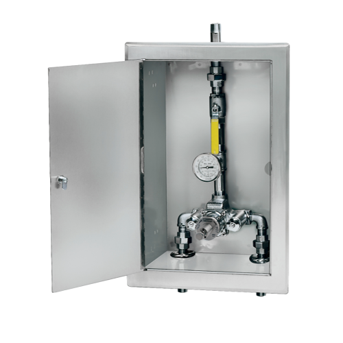 Symmons 7-1000BW TempControl Thermostatic Mixing Valve & Piping Assembly W/Cabinet and Cold Water By-Pass