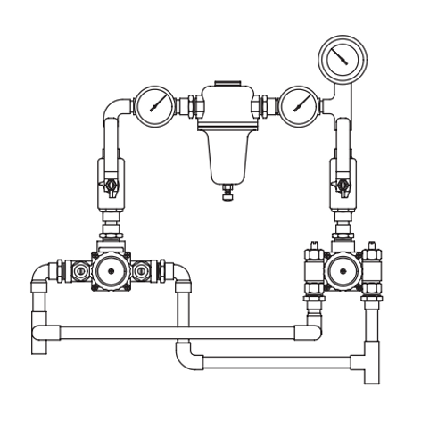 Symmons 7-500-102-PRV TempControl Hi-Low Thermostatic Mixing Valve & Piping System