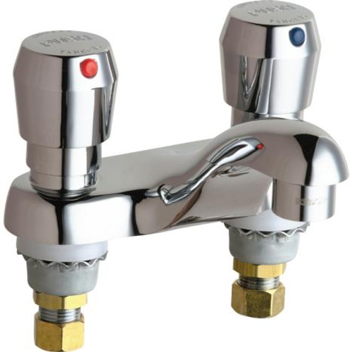 Chicago Faucets 802-V665E39ABCP Hot & Cold Water Metering Sink Faucet