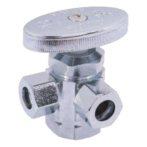 Matco-Norca 29-2003LF Angle Supply Valve CP 1/2" FIP x 3/8" OD x 3/8" OD Compression Oval Handle With Dual Compression Outlet.