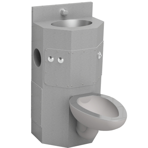 Metcraft 3618-90C 18″ Wide Fixture with Centered Toilet Front Mounted Combination Fixture.