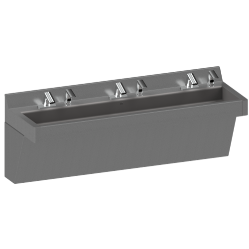 Metcraft 6944-3500 Three Station Commercial Trough Sink with Waste Enclosures.