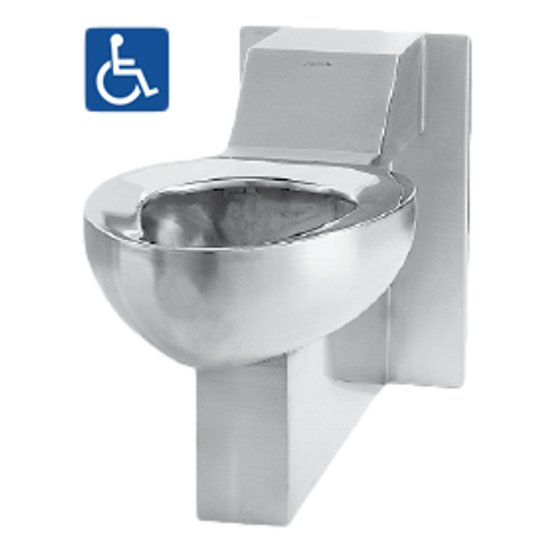 Metcraft 4160 Handicap Chase Mounted Off Floor Fixture, Siphon Jet Style Correctional Toilet.