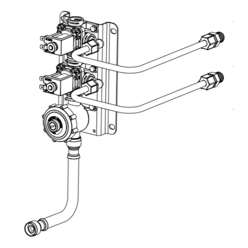 Willoughby E1L12XXNOX Double Manifold Electronic Single Temp Valve Assembly 2.5 GPM Ligature Resistant Pneumatic Push Button No Flex Hose