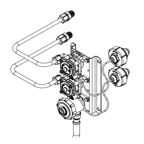 Willoughby PML1220GOE Double Manifold Pneumatic Single Temp Metering Valve Assembly 2.0 GPM Ligature Resistant Pneumatic Push Button