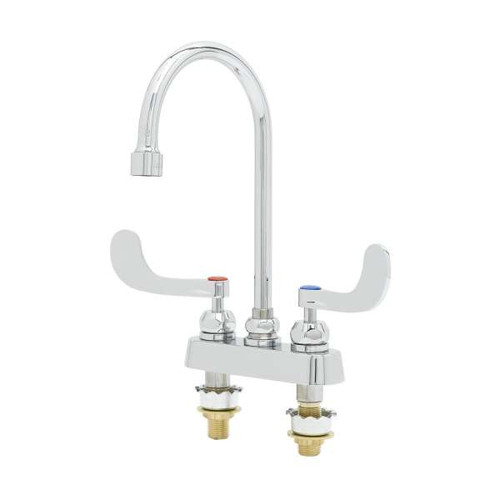 T&S Brass B-1141-XSCR4V05 Vandal Resistant Workboard 4" Deck Mount Faucet W/6" Gooseneck Spout