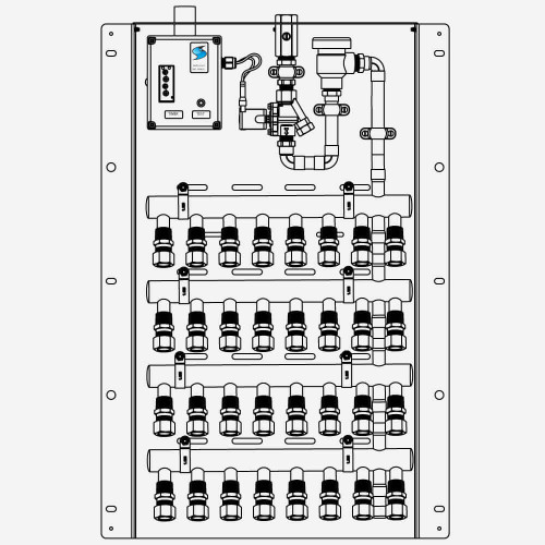 JAY R. SMITH 272FM-28-500-024 Flush Mount Enclosure Electronic Trap Primer Multi-Port 1/2" Outlet Assembly Primes 28 Traps 24 Volt