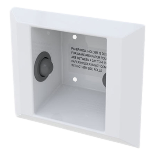 Whitehall Manufacturing WH1845B BestCare® Ligature-Resistant Spindle-Button White Powder Coated Semi-Recessed Toilet Paper Holder.