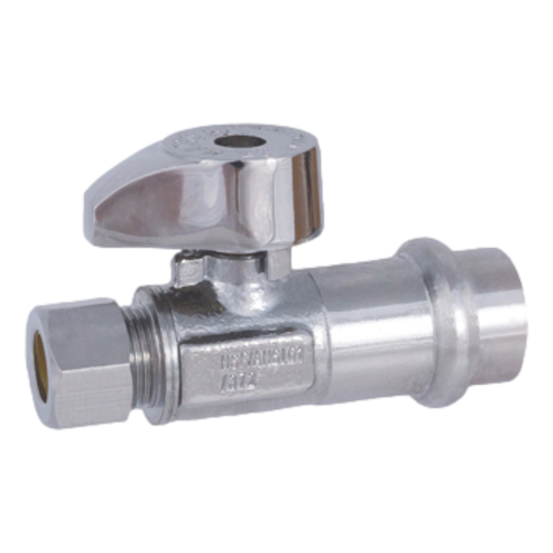 Matco-Norca 26-1004PLF Lead Free 1/4 Turn Straight Supply Valve 1/2 PRESS X 3/8 OD Compression