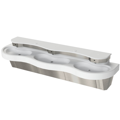 Acorn 3793-0026 Kurve Three Station Cast Solid Surface Wash Basin