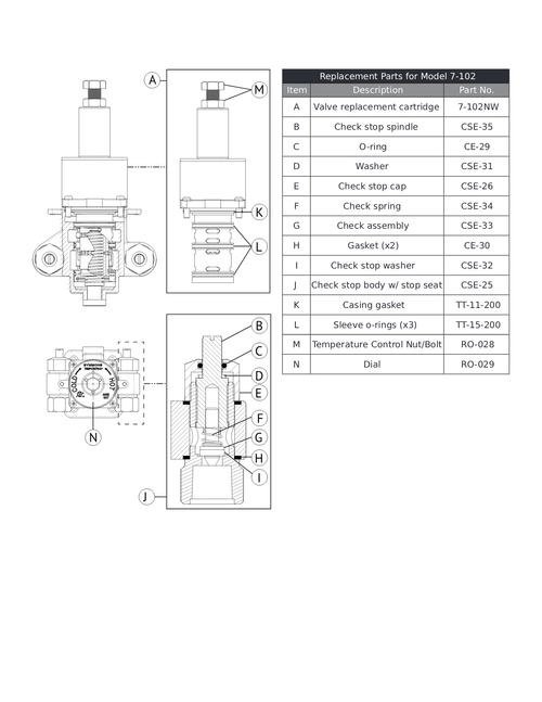 Symmons 7-102 Parts Breakdown