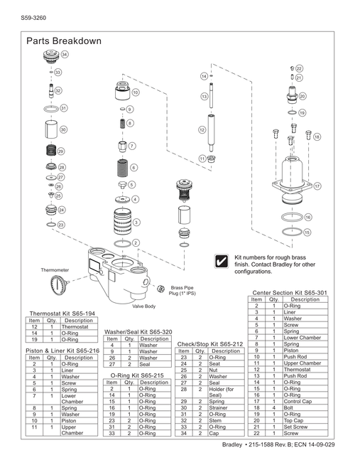 Bradley S59-3130 Parts Breakdown & Diagram