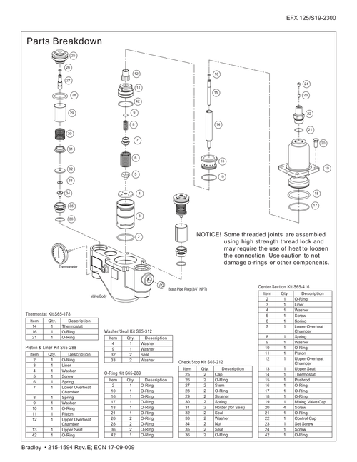 Bradley S19-2300-PB Parts Breakdown & Diagram