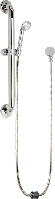 Chicago Faucets 152-175ADCP Auto-Drain Hose and Hand Spray, 1.75 GPM with 24" ADA Grab Bar