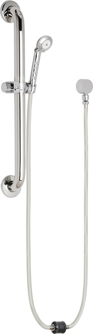 Chicago Faucets 152-ADPVCW Auto-Drain Hose and Hand Spray, 2.5 GPM with 24" ADA Grab Bar
