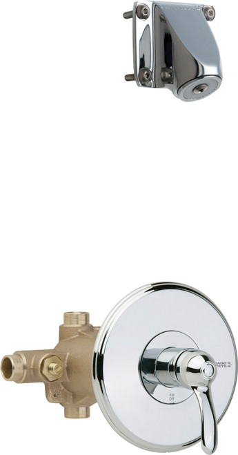 Chicago Faucets 1907-621LCP Thermostatic/Pressure Balancing Tub and Shower Fitting with Shower Head and Diverter Tub Spout Options