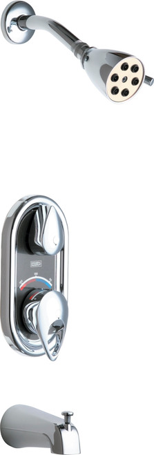 Chicago Faucets 2500-600CP TempShield Thermostatic/Pressure Balancing Shower Fitting with Shower Head and Diverter Tub Spout Options