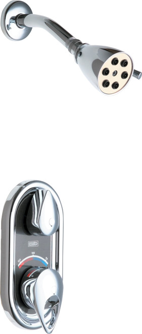 Chicago Faucets 2502-600CP TempShield Thermostatic/Pressure Balancing Shower Fitting with Shower Head and Diverter Tub Spout Options