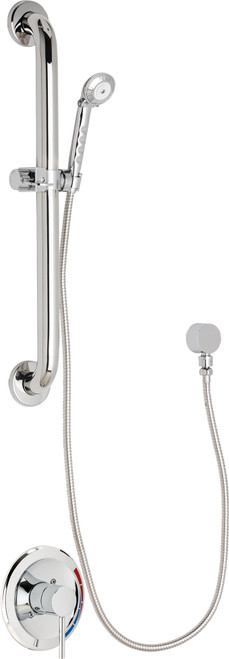 Chicago Faucets SH-PB1-00-033 Pressure Balancing Tub and Shower System with Hand Spray and 24" ADA Grab Bar