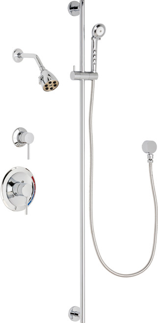 Chicago Faucets SH-PB1-11-012 Pressure Balancing Tub and Shower System with Shower Head and Hand Spray