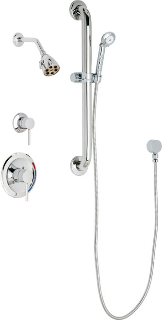 Chicago Faucets SH-PB1-11-023 Pressure Balancing Tub and Shower System with Shower Head and Hand Spray