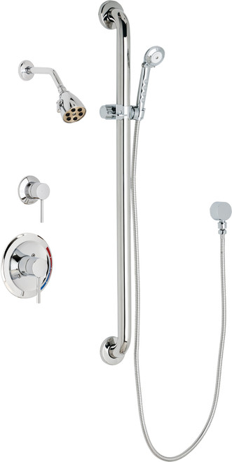 Chicago Faucets SH-PB1-11-024 Pressure Balancing Tub and Shower System with Shower Head and Hand Spray