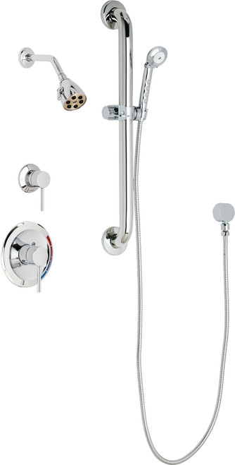 Chicago Faucets SH-PB1-11-043 Pressure Balancing Tub and Shower System with Shower Head and Hand Spray