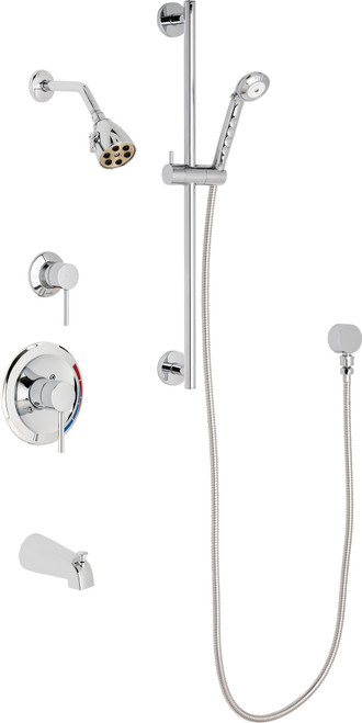Chicago Faucets SH-PB1-11-121 Pressure Balancing Tub and Shower System with Hand Spray and 24" Slide Bar