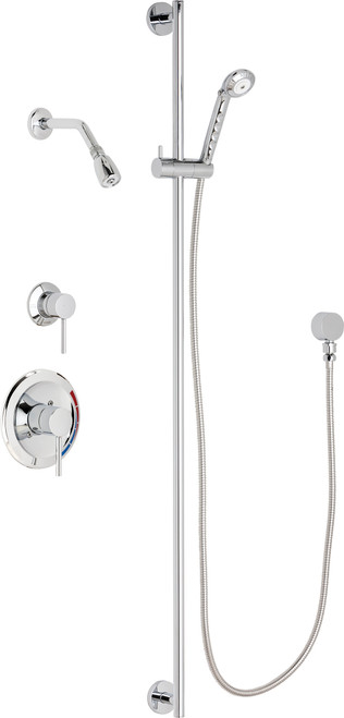 Chicago Faucets SH-PB1-12-022 Pressure Balancing  Shower System with Hand Spray and 48" Slide Bar