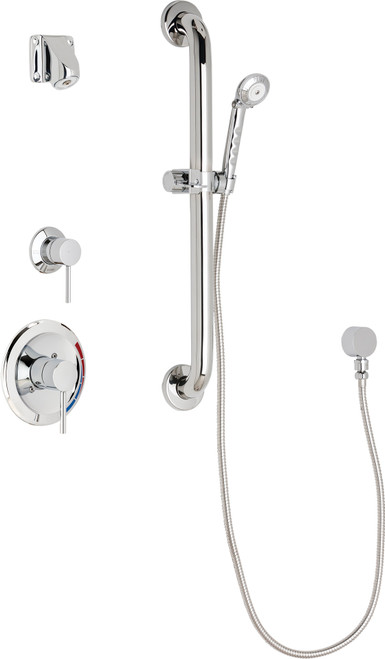 Chicago Faucets SH-PB1-14-033 Pressure Balancing Shower System with Hand Spray and 24" ADA Grab Bar