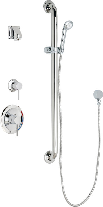 Chicago Faucets SH-PB1-14-044 Pressure Balancing Shower System with Hand Spray and 36" ADA Grab Bar
