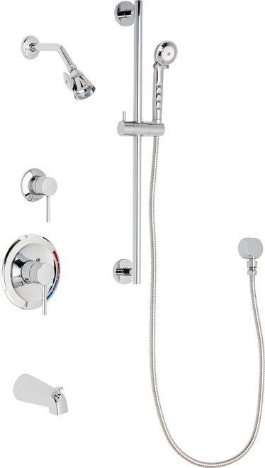 Chicago Faucets SH-PB1-16-111 Pressure Balancing Tub and Shower System with Hand Spray and 24" Slide Bar